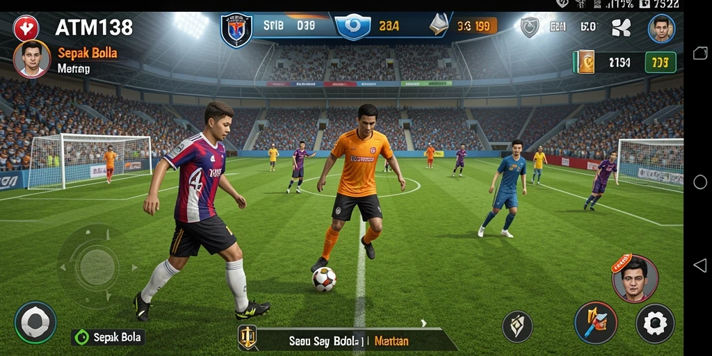 Antarmuka utama <strong>ATM138</strong> dengan elemen sepak bola yang menarik.