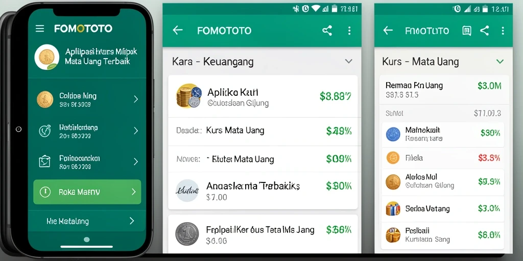 Antarmuka FOMOTOTO menampilkan nilai tukar mata uang secara jelas dan informatif.