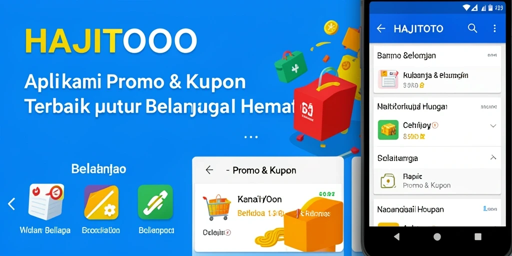 Antarmuka aplikasi HAJITOTO yang menampilkan variasi kupon dan promo.