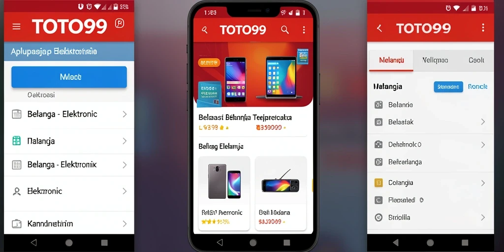 Tampilan antarmuka aplikasi TOTO99 yang sederhana dan menarik untuk belanja elektronik.